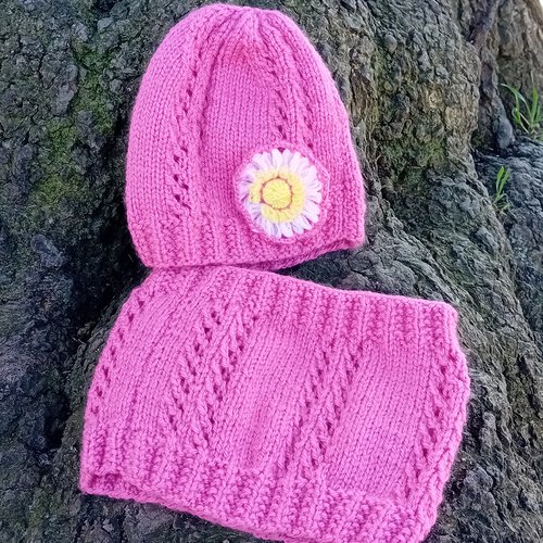 Bonnet tour de cou ( snood ) hortensia