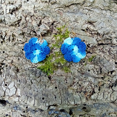 Boucles d'oreilles fleurs bleues