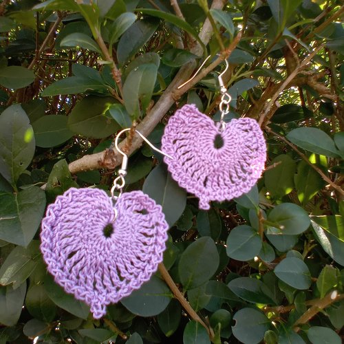 Boucles d oreilles coeur de lilas