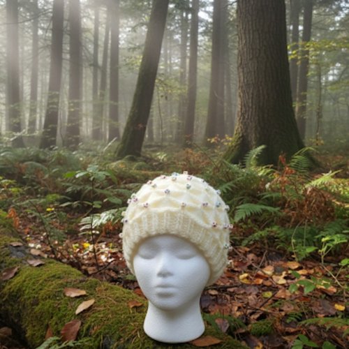 Bonnet perles d amour fait main