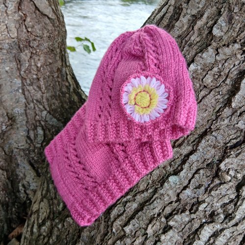 Bonnet et snood " câlin rose "