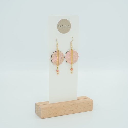 Boucles d'oreilles hokkaïdo en papier washi et pierre de lune