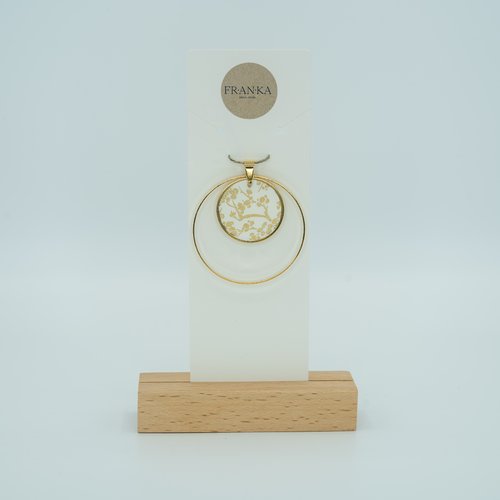 Pendentif sakura en papier washi et métal doré à l’or fin