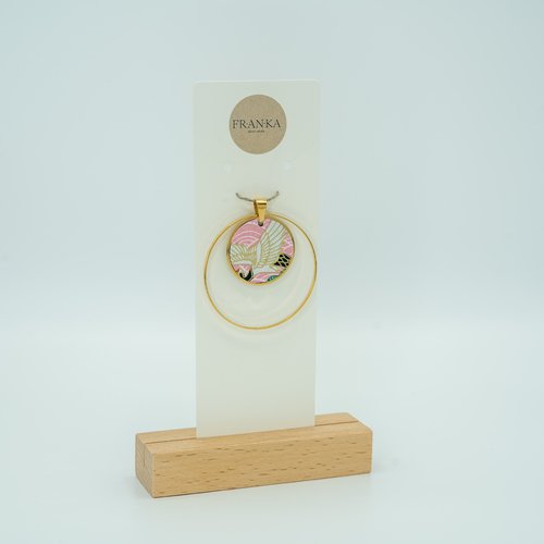 Pendentif sakura en papier washi et métal doré à l’or fin