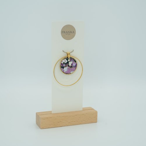 Pendentif sakura en papier washi et métal doré à l’or fin
