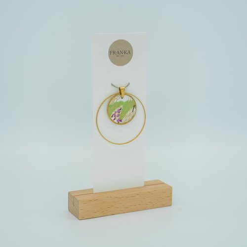 Pendentif sakura en papier washi et métal doré à l’or fin