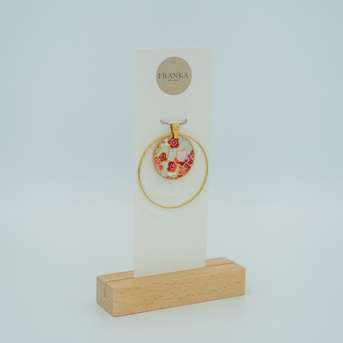 Pendentif sakura en papier washi et métal doré à l’or fin
