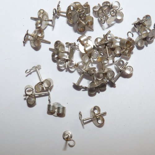 20 paires puces boucles d'oreilles avec anneau support base pour cabochons