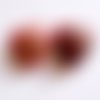 2 cabochons cœurs noirs rouges fleurs séchées sous résine pour création de bijou romantique