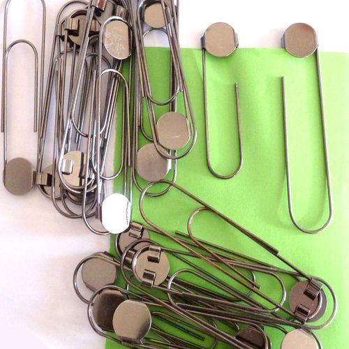 7 grands trombones à décorer base pour cabochon collage accessoire de bureau