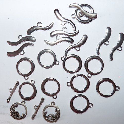 10 fermoirs toggle ronds avec barre de fermeture de colliers embouts de bracelets pour création de bijoux
