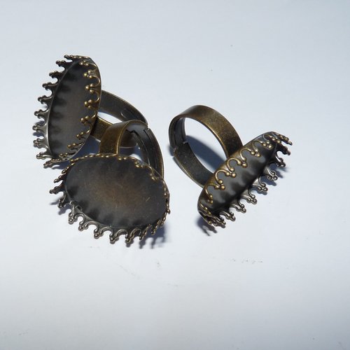 3 supports de bague support cabochon ovale bague ajustable pour création de bijoux