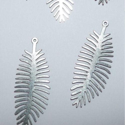 7 pendentifs en forme de plumes en acier inoxydable breloques feuilles pour création de bijoux