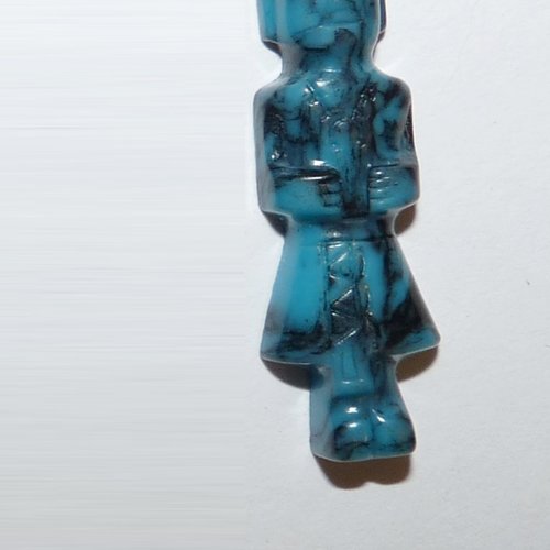 Cabochon bleu personnage tribal ethnique tiki totem breloque incas pour création de bijoux collage