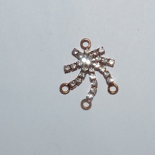 Connecteur fleur et strass cristal à 3 anneaux vintage pour création de bijoux pendentif à breloques