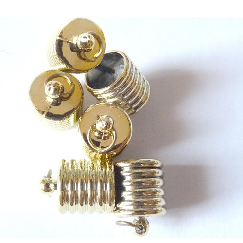 6 larges embouts dorés calottes pour corde avec anneau apprêts pompons grosses perles créer des bijoux