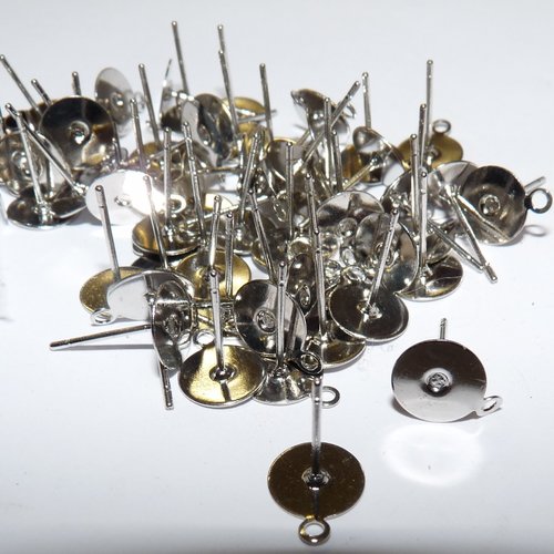 20 paires puces boucles d'oreilles support base pour cabochons