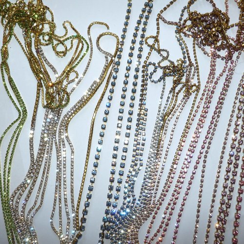 Lot de chaînes de strass en cristal étincelant rose bleu vert pour création décoration ornement de bijoux de qualité