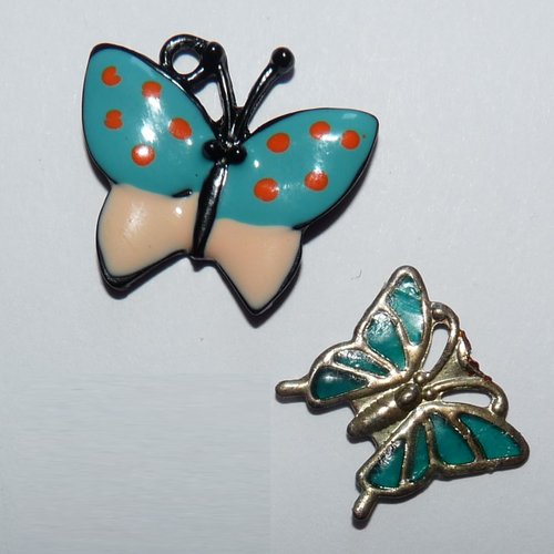 2 pendentifs papillons breloques pour création pendentif de bijoux