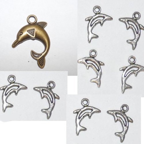 9 breloques dauphin pendentif petit poisson pour création maritime pour faire des bijoux