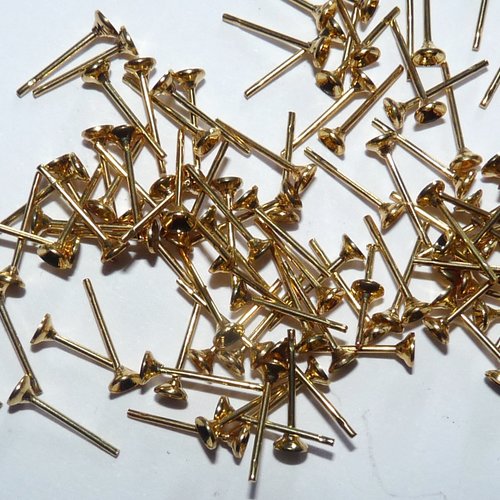 45 paires puces boucles d'oreilles dorées support base pour perle strass