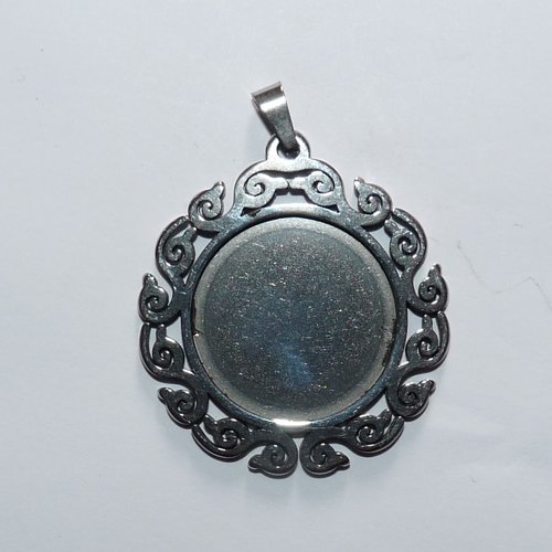 2 support cabochon  rond 24 mm pendentif à sertir à coller en acier inoxydable