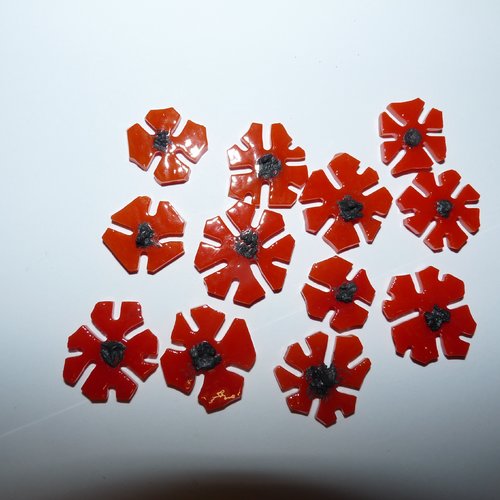 12 cabochons fleurs en verre orange en fusing pour pendentif collage breloque en verre fusionné pour créer des bijoux