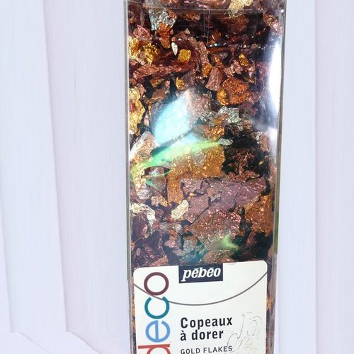 Copeaux dorés cuivrés pébéo gold flakes dorure pour objet à dorer