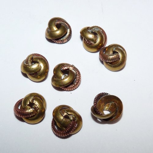 8 embouts de perles calottes coupelles vintage cuivre bronze gravé nœud d'amour pour création de bijoux