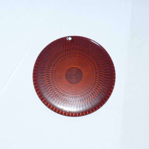 Pendentif gros cabochon rond émail sur cuivre style mandala