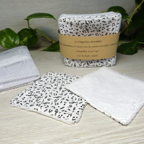 Lot  de 10 lingettes lavables +  filet de lavage