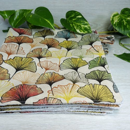 Carré essuie-tout lavable – 24 × 24 cm feuille de ginkgo