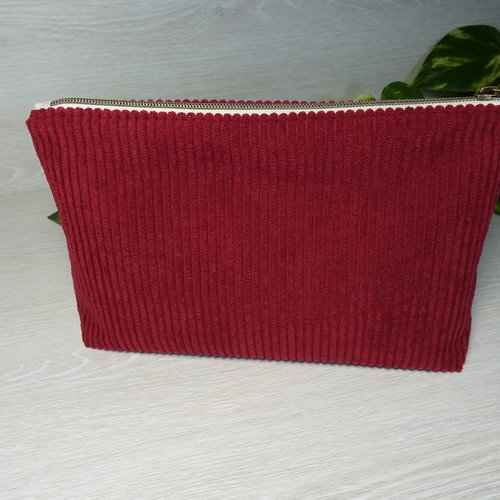 Trousse de toilette velours côtelé avec poche intérieure