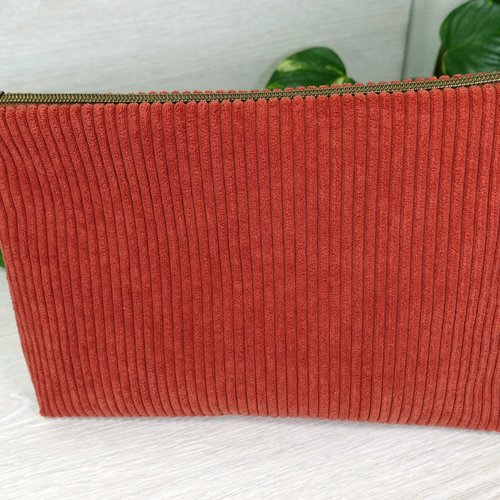 Trousse de toilette velours côtelé avec poche intérieure