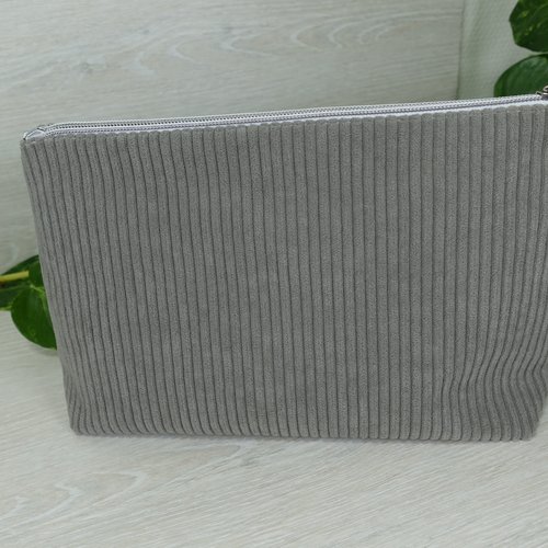 Trousse de toilette velours côtelé avec poche intérieure