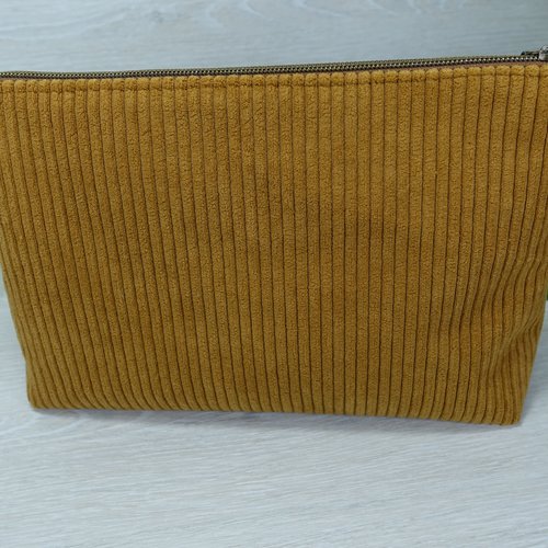 Trousse de toilette velours côtelé avec poche intérieure