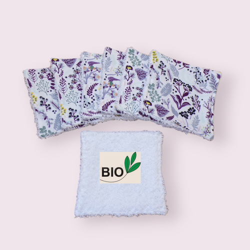 Lingettes x 7 en coton et éponge biologique modèles au choix