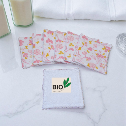 Lingettes x 7 en coton et éponge biologique modèles au choix