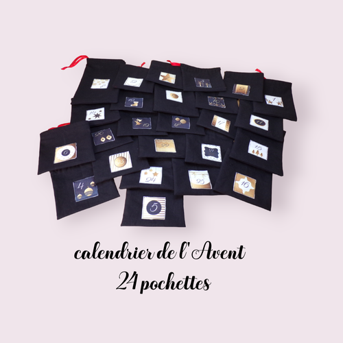 Calendrier de l'avent - 25 pochettes à suspendre noël pièce unique