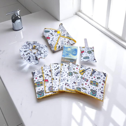 Ensemble salle de bain, kit beauté bien-être motif musique