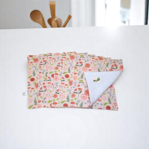 Essuie tout lavable en lot de 6 feuilles bio