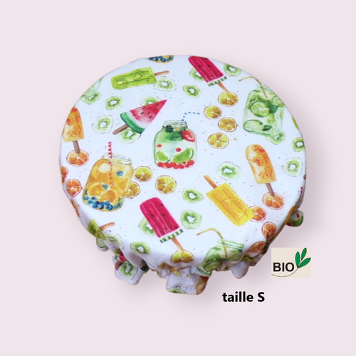 Charlotte alimentaire coton bio doublé pul certifié contact alimentaire modèle été sur fond blanc