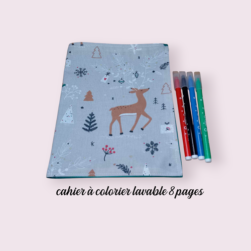 Cahier à colorier lavable, livre de coloriage pour enfant modèle noël et chiens