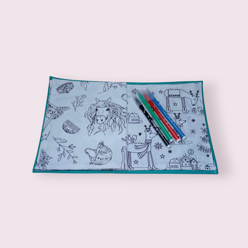 Cahier à colorier lavable, livre de coloriage pour enfant modèle noël et chevaux