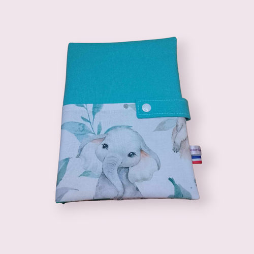 Housse protège carnet de santé enfant personnalisable modèle éléphant eucalyptus
