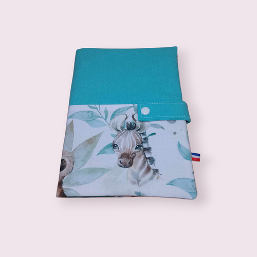 Housse protège carnet de santé enfant personnalisable modèle zébre eucalyptus