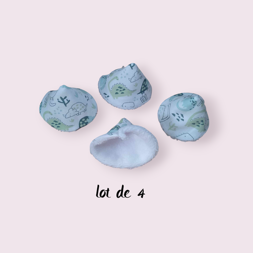 Lot de 4 cônes anti pipi, pare pipi, change bébé motif dinosaures verts fond blanc