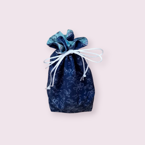 Sac de stockage doublé tissu imperméable pour papier toilette lavable motif fleuri sur fond marine