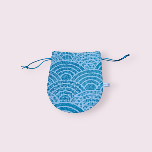 Pochette ronde à cordon, sac rond, pochon rond, modèle verte