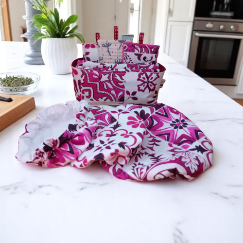 Kit cuisine zéro déchet, panière, 6 essuie-tout, 3 charlottes et 3 éponges